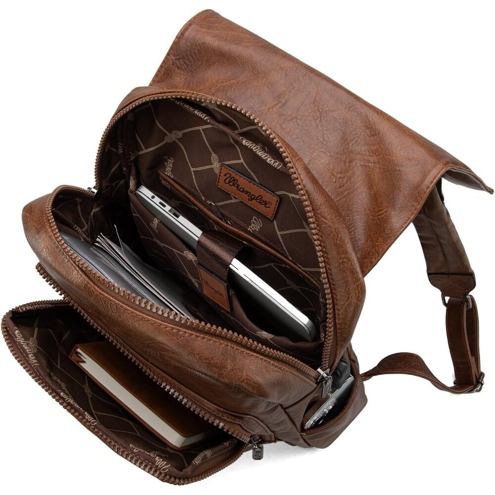 Women's Dark Brown Purse For Work Business Unisex Stylish Vegan Leather Backpack - Picture 4 of 6